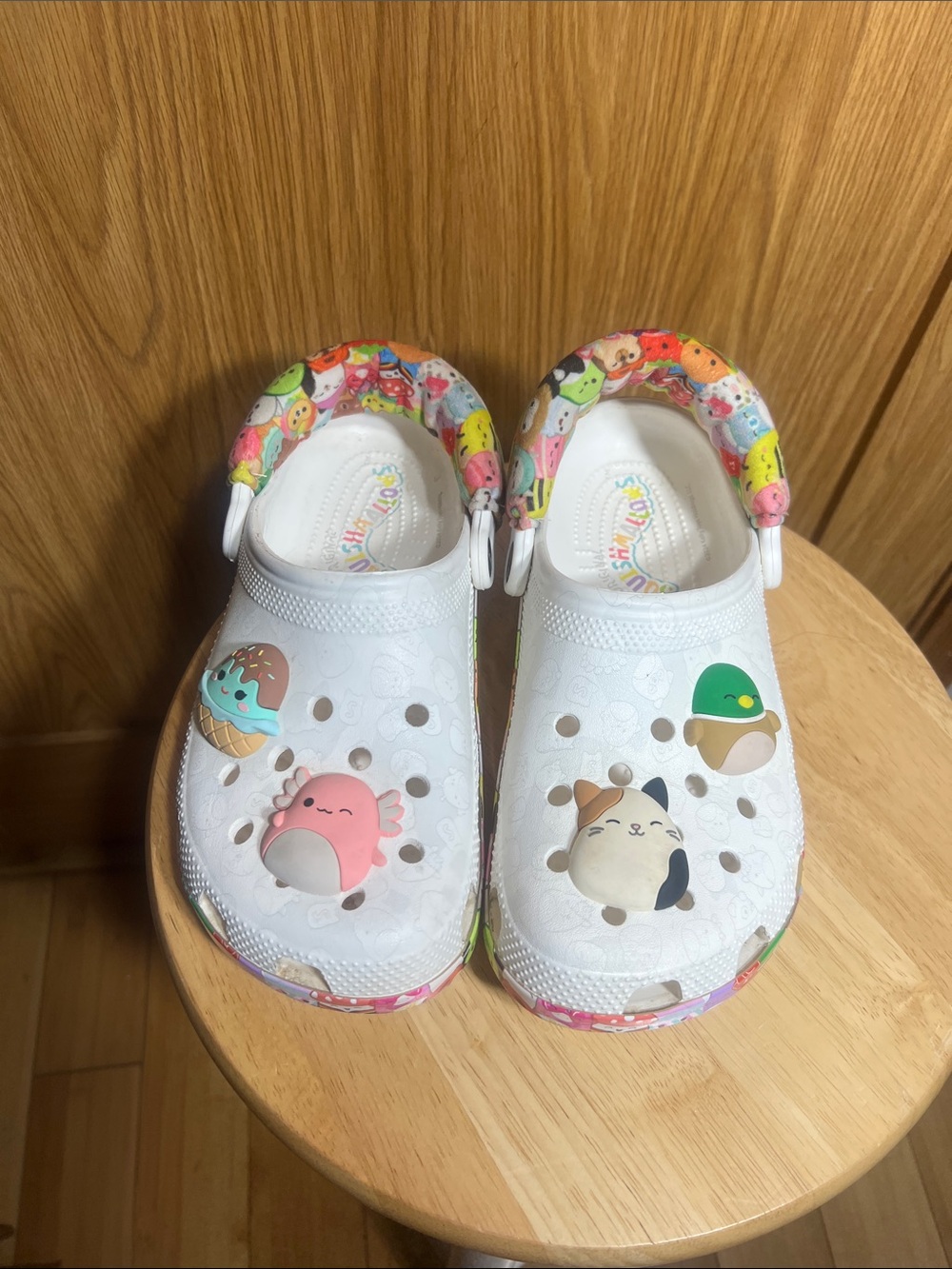 CROCS White Kids Clogs with Colorful Cartoon Charms